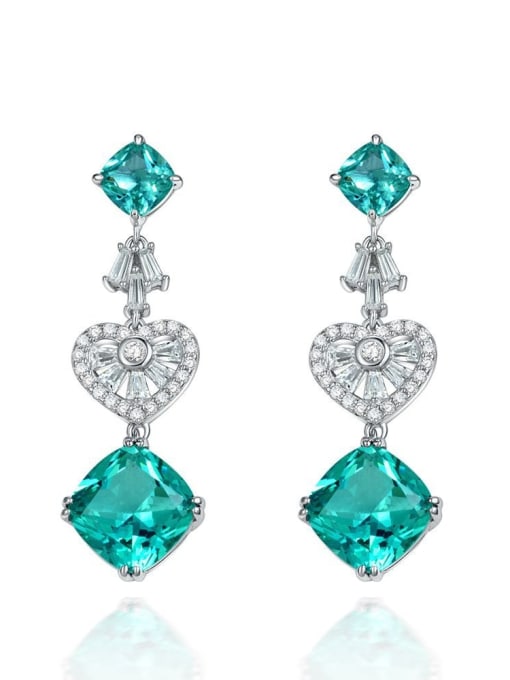 Palu [e 0661] 925 Sterling Silver High Carbon Diamond Heart Luxury Earring